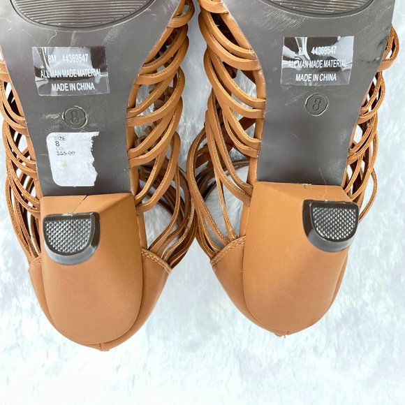 NEW! C COMFORT tan strappy sandal 3" heel zipper back over ankle - SZ 8 - Picture 10 of 10